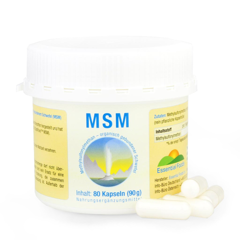 MSM - Organisch gebundener Schwefel- frei von Zusätzen- 80 vegane Kapseln unter Vitalstoffe